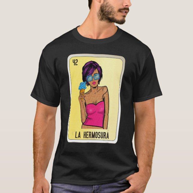 T-shirt La Hermosura Mexican Slang Lottery Bingo Cards (Devant)