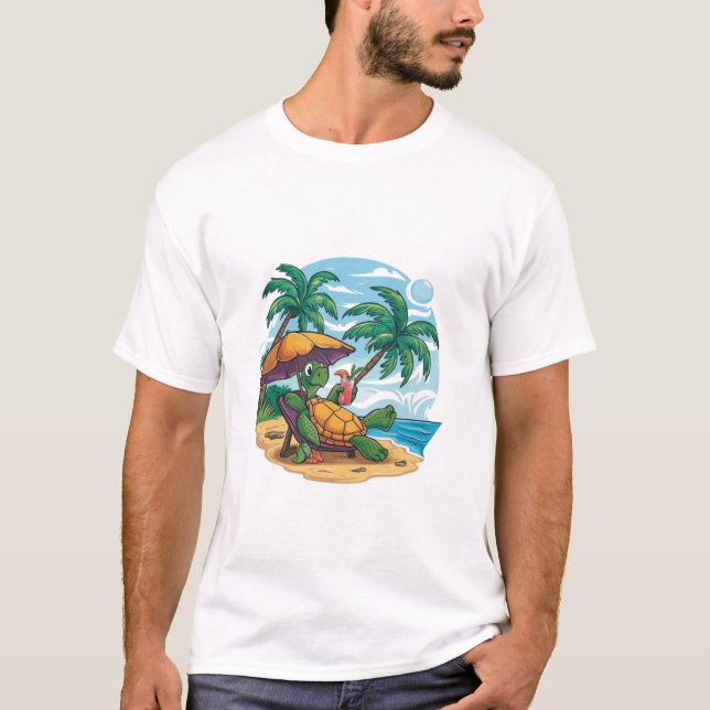 T-shirt La journée idéale sous le soleil de la tortue (Devant)