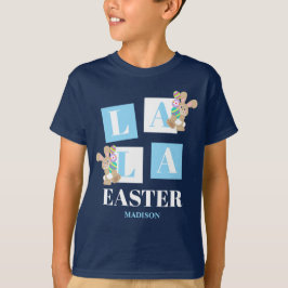 T-shirt La La Pâques Lapin Mignon Garçons Bleu Nuit
