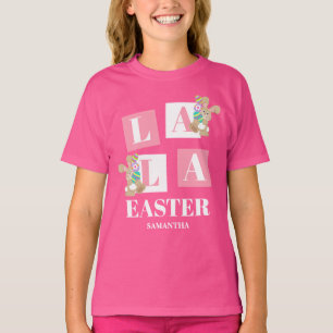 T-shirt La La Pâques Lapin Mignon Rose Filles