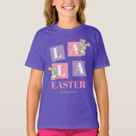T-shirt La La Pâques Lapin Mignon Violet Filles