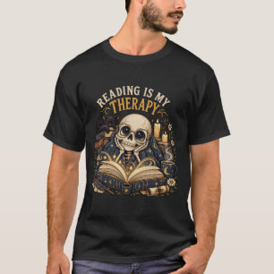 T-shirt La lecture est ma thérapie Squelette céleste Livre