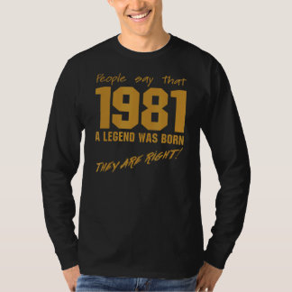 T-shirt La Légende Est Née 1981 Anniversaire Vintage Céléb