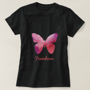 T-shirt La liberté des papillons roses fantasque