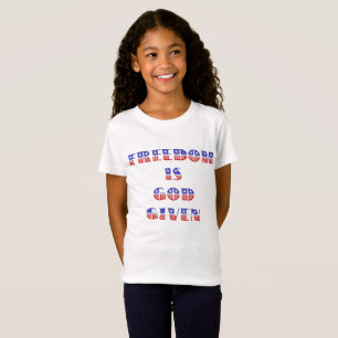 T-Shirt La liberté est Dieu donné, blanc rouge et bleu