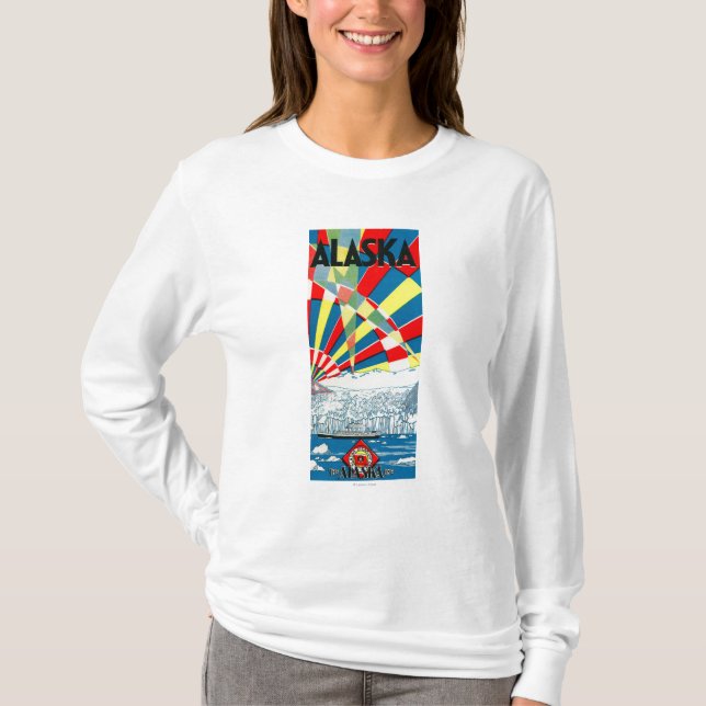 T-shirt La ligne affiche de l'Alaska de paquebot (Devant)