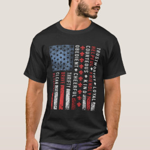 T-shirt La loi américaine sur le scoutisme du drapeau