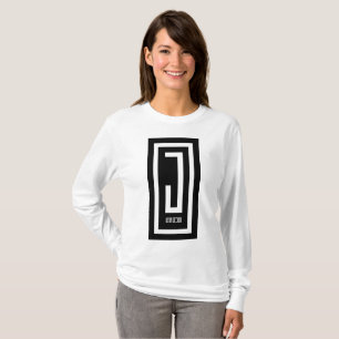 T-shirt la longue douille des femmes avec le logo noir de