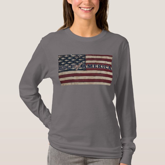 T-shirt La longue manche des femmes Gulf of America stars& (Devant)