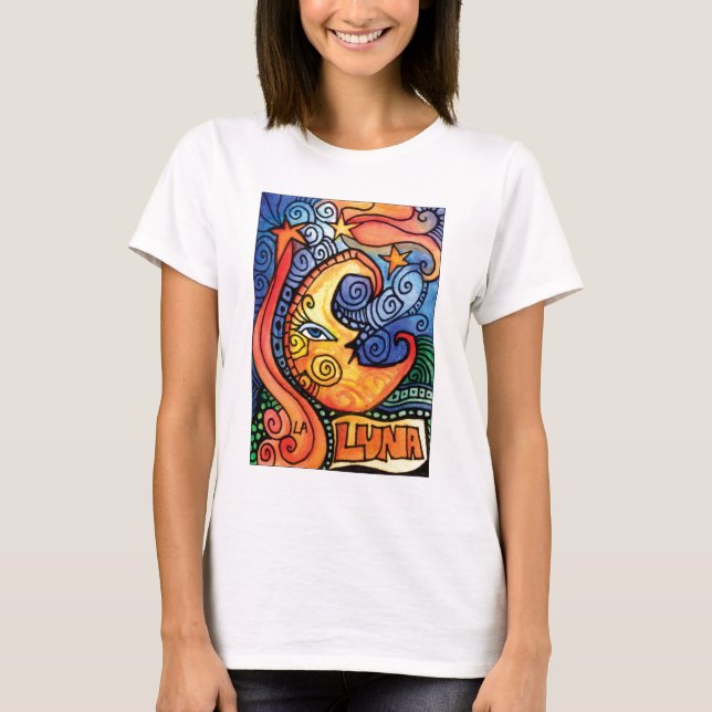 T-shirt La Lune/design de carte de Loteria de lune (Devant)