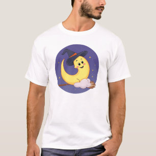 T-shirt La lune porte une sorcière casquette