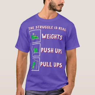 T-shirt La Lutte Est Réelle Dinosaure Rex Fit Weightlift D