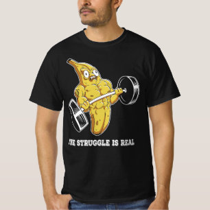 T-shirt la lutte est vraiment Amusante banane haltère