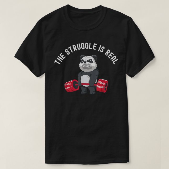 T-shirt La Lutte Est Vraiment Drôle Panda De Poids  (Design devant)