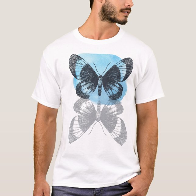 T-shirt La magie des papillons bleus. (Devant)