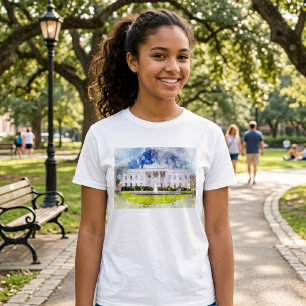 T-shirt La Maison Blanche à Washington DC Aquarelle