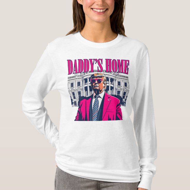 T-shirt La maison de Trump Daddy rose à long feuillage (Devant)
