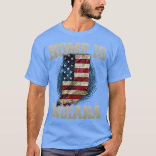 T-shirt La maison est Indiana USA carte des États-Unis cad