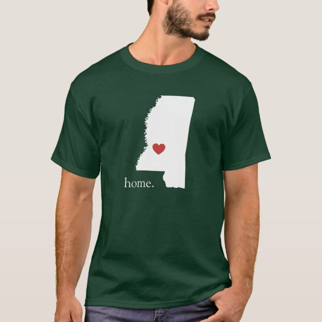 T-shirt La maison est où le coeur est - le Mississippi (Devant)