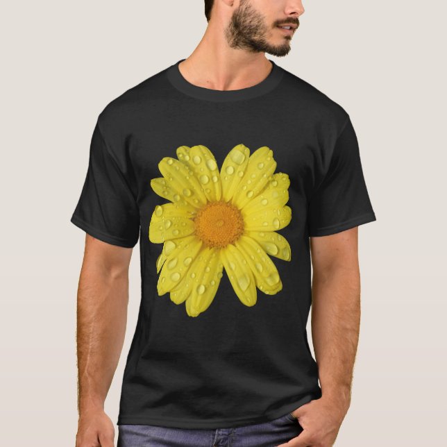 T-shirt La marguerite jaune dans la pluie (Devant)