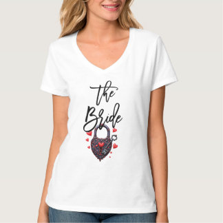 T-shirt La mariée gothique cœur serrure et clé