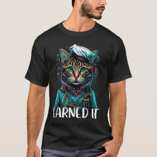 T-shirt L'a mérité Mignonne Infirmière Chat Infirmière App
