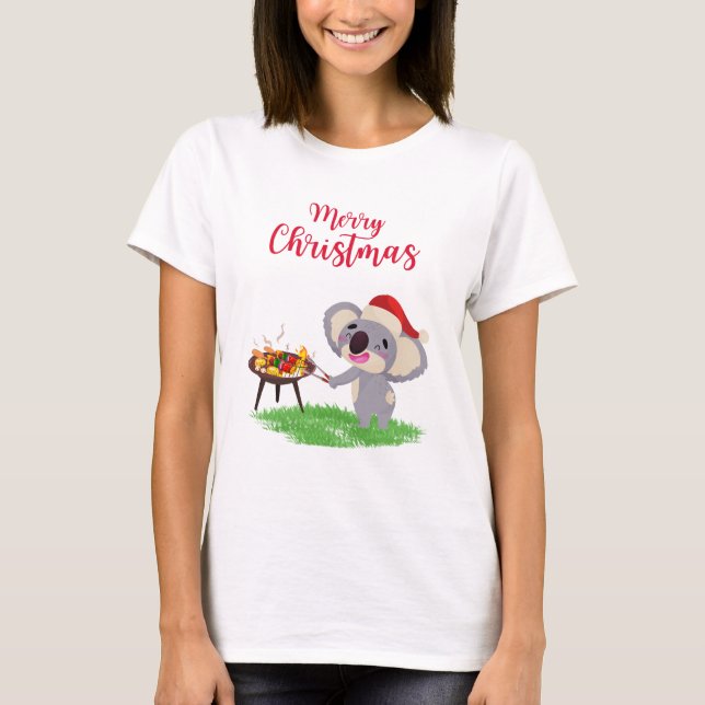 T-shirt La mignonne de Noël australienne Koala profite d'u (Devant)