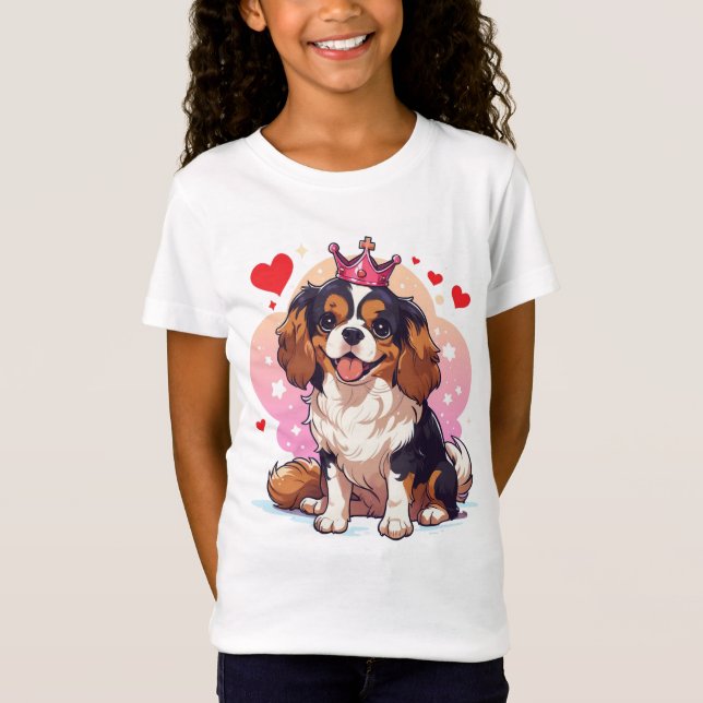 T-Shirt La mignonne princesse Cavalier roi Charles avec co (Devant)