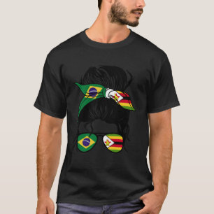 T-shirt La Moitié Brésilienne De La Moitié Du Zimbabwe Mél