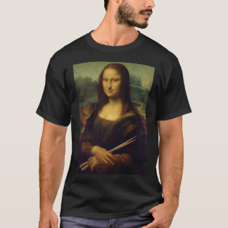 T-shirt La Mona Lisa tenant des bâtons de tambour amusant