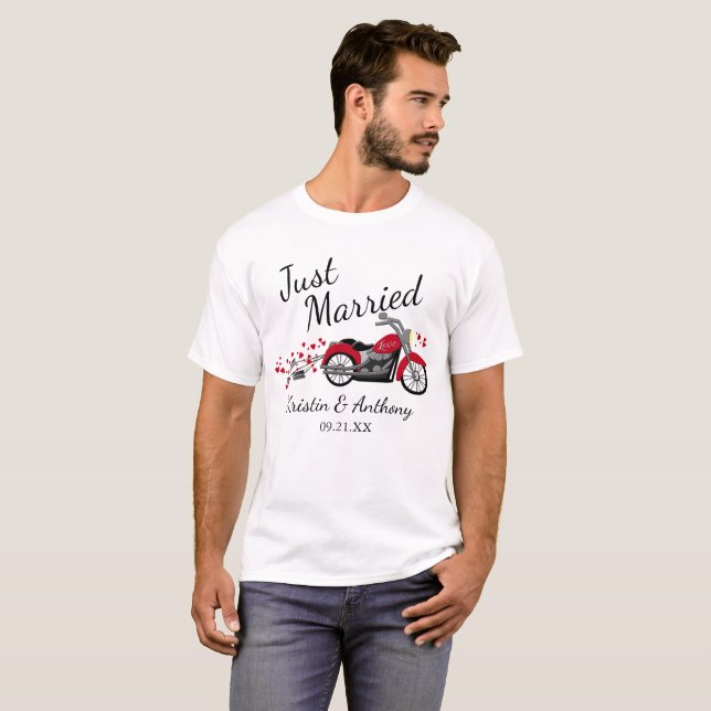 T-shirt La moto vient de se marier (Devant entier)