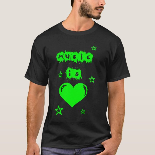 T-shirt La musique est amour (l'habillement foncé) (Devant)