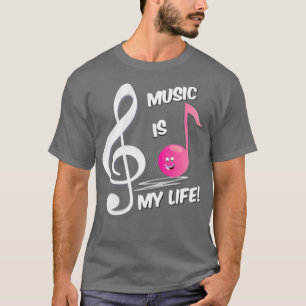 T-shirt La musique est ma vie rose note treille clef Kids