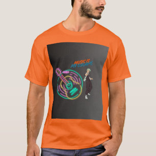 T-shirt La musique est mon échappatoire – Guitare néon et