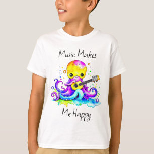 T-shirt La Musique Me Rend Heureux   Octopus Jouer de la g