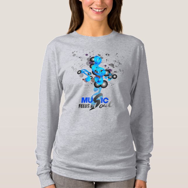 T-shirt La musique nourrit mon âme | Manche longue pour fe (Devant)