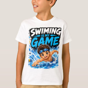 T-shirt La natation est mon jeu Design de sport kawaii m
