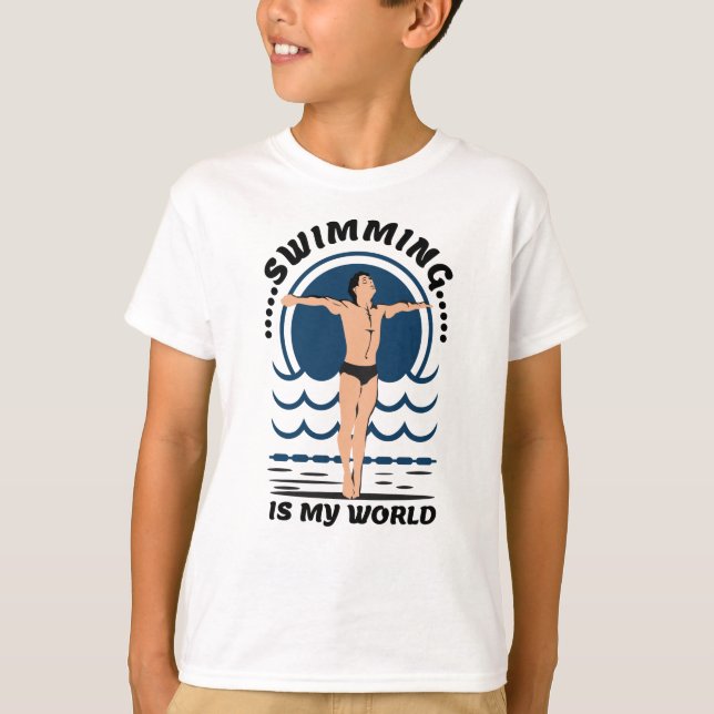 T-shirt La natation est mon monde - nager à Speedo (Devant)
