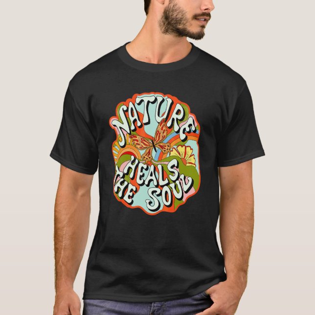 T-shirt La nature guérit l'âme rétro 80s 90s Hippie Style  (Devant)