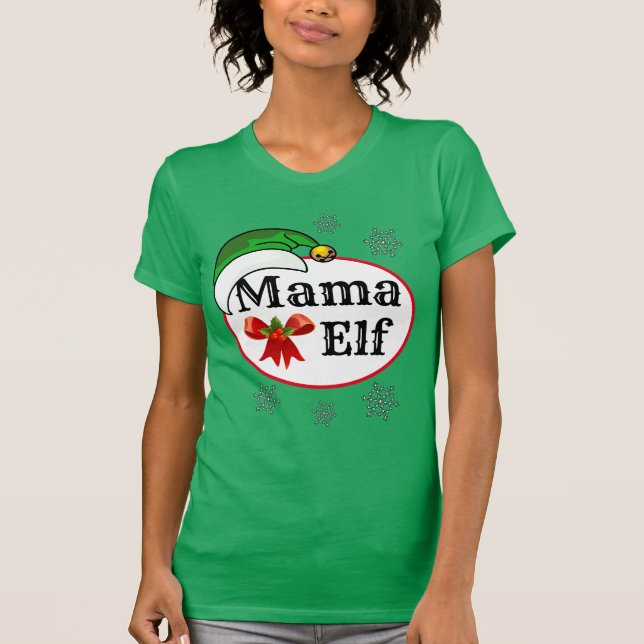T-shirt La nouveauté des femmes Noël MAMA ELF COSTUME (Devant)