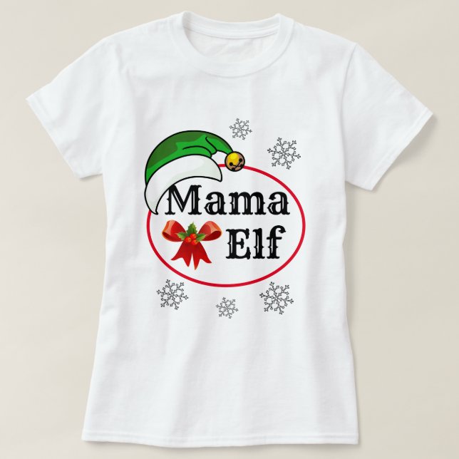 T-shirt La nouveauté des femmes Noël MAMA ELF COSTUME T-Sh (Design devant)