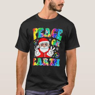 T-shirt La Paix Hippie Sur Terre Boho Noël Père Noël