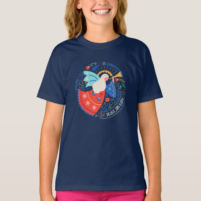 T-shirt La paix sur Terre Angel Design (Devant)