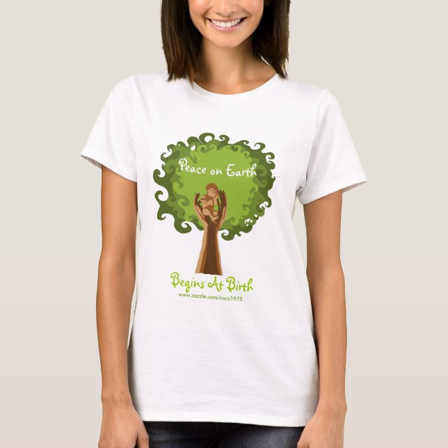 T-shirt La paix sur terre commence… la sage-femme (Devant)