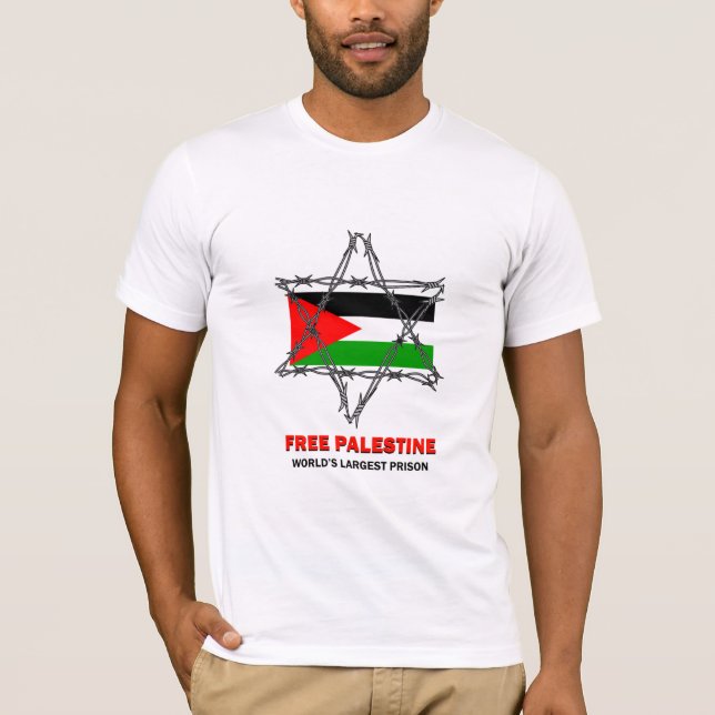 T-shirt LA PALESTINE LIBRE : La plus grande prison du (Devant)