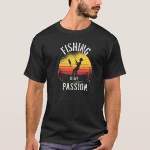 T-shirt La pêche est ma passion Rétro Pêche au coucher du