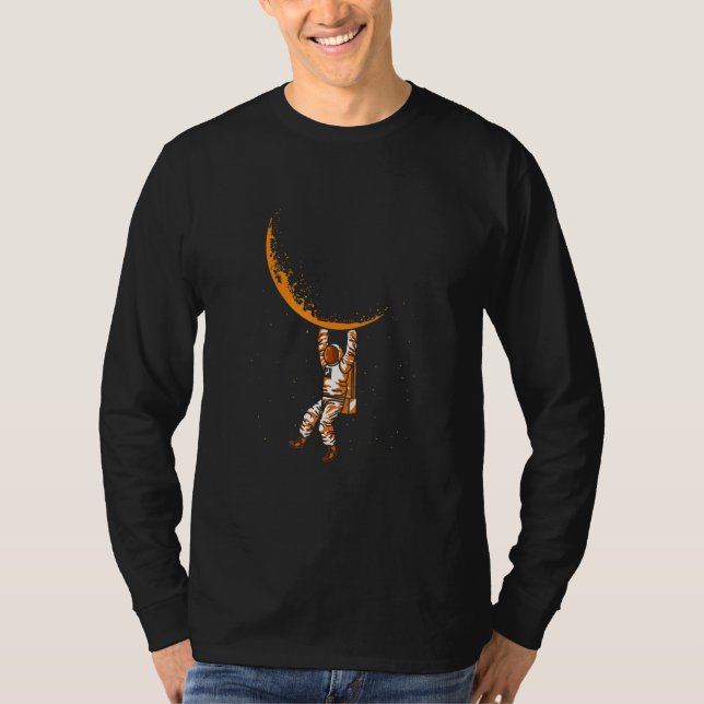 T-shirt La phase lunaire L'astronaute Crescent Moon Scienc (Devant)