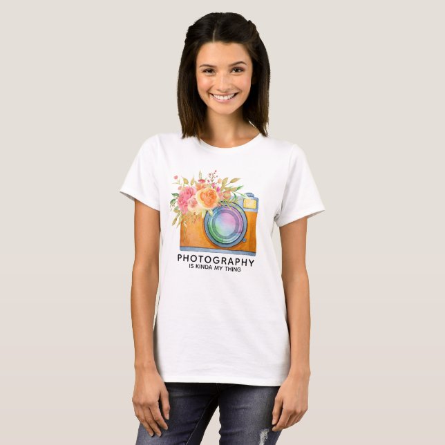 T-shirt La photographie est Kinda My Thing Aquarelle Camer (Devant entier)