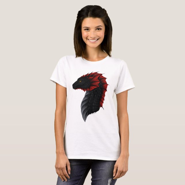 T-shirt La pièce en t des femmes de profil de dragon (Devant entier)
