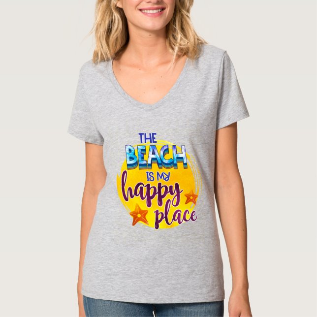 T-shirt La Plage Est Mon Endroit Heureux Citation Océan Ét (Devant)